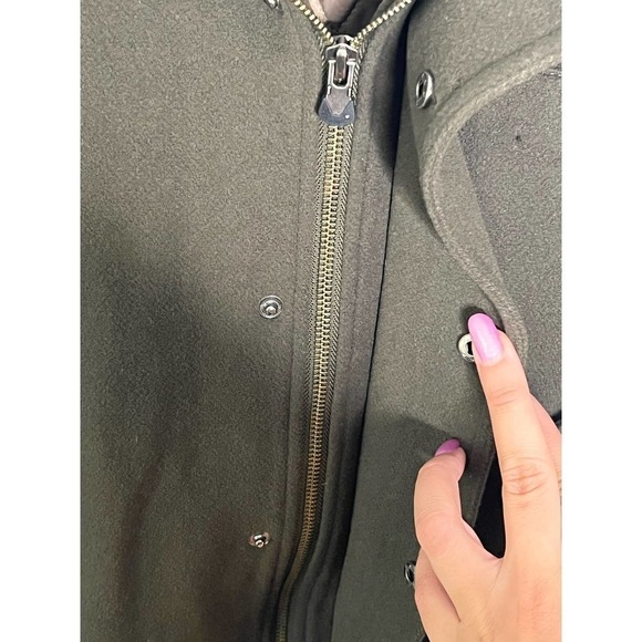 Vince Short Vest Hoodie Wool Jacket In Khaki Women's Size XS - Picture 6 of 10